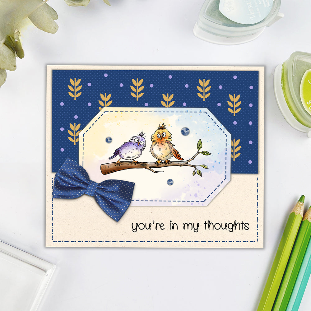 Cartoon Bird On A Branch Dies & Stamps Set