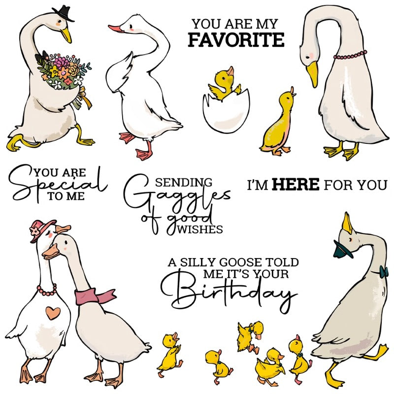 Cute Cartoon Goose & Duck Dies & Stamps Set