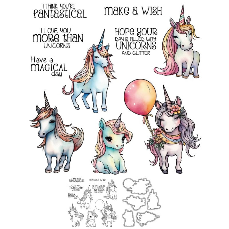 Cartoon Unicorn Dies & Stamps Set