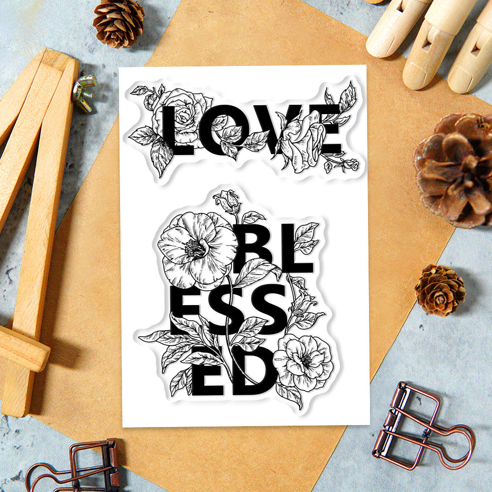 Text Flowers Clear Stamps