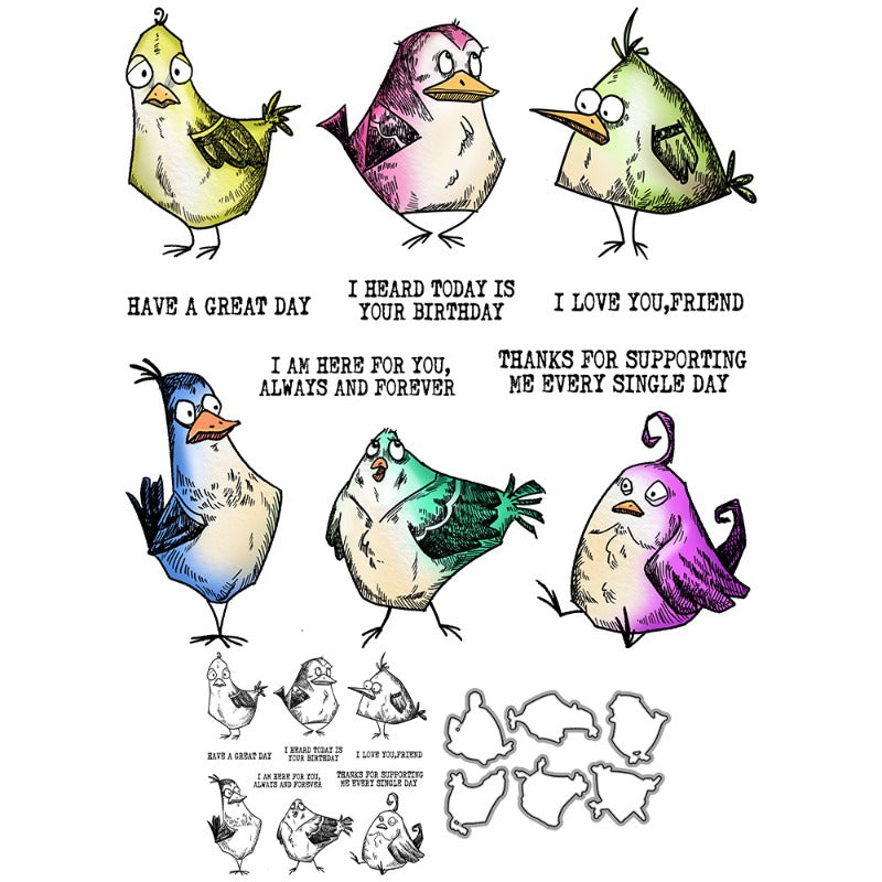 Colorful Birds Dies & Stamps Set