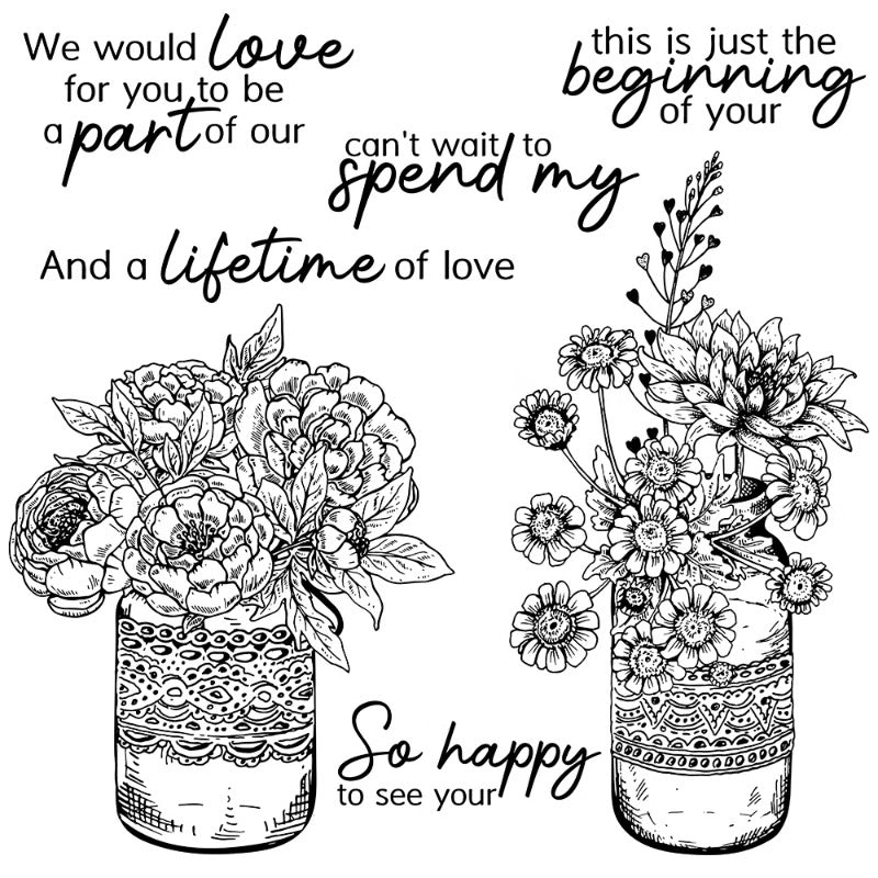 Blooming Flowers In Vase Dies & Stamps Set