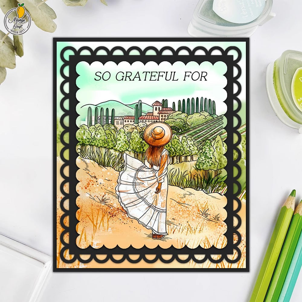 Summer Vacation Travel Girl Dies & Stamps Set