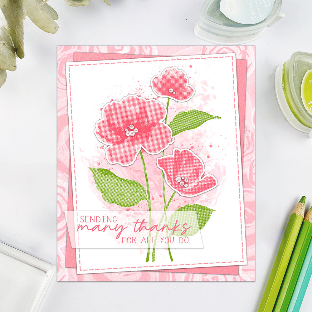 Flowers and Leaves Pattern Dies & Stamps Set