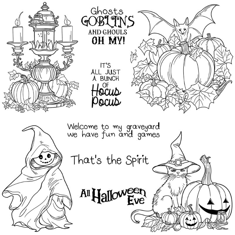 Halloween Pumpkin Ghost Bat Dies & Stamps Set