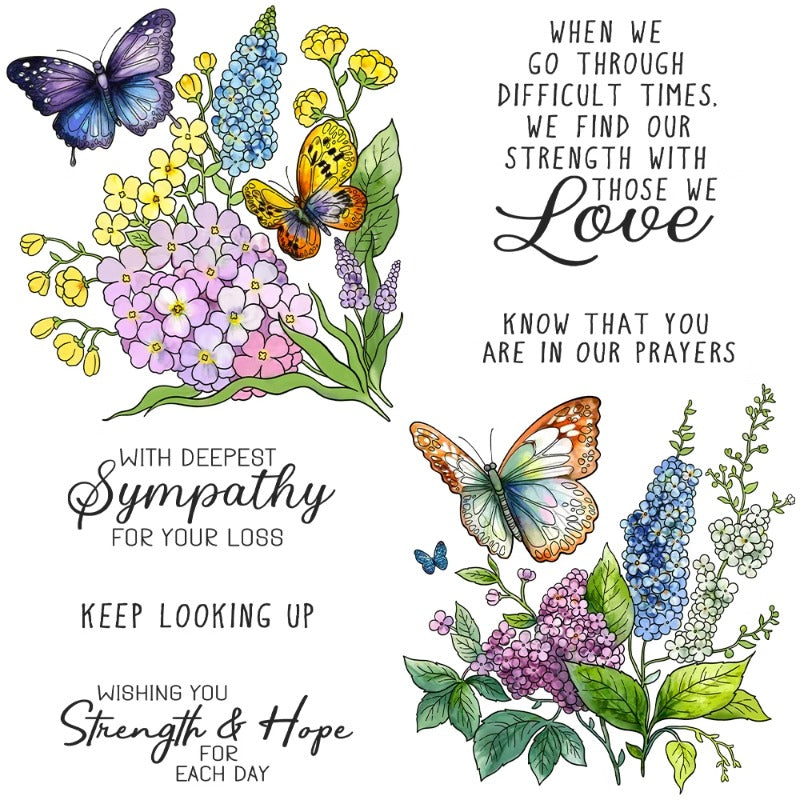Blooming Flowers and Butterflies Dies & Stamps Set