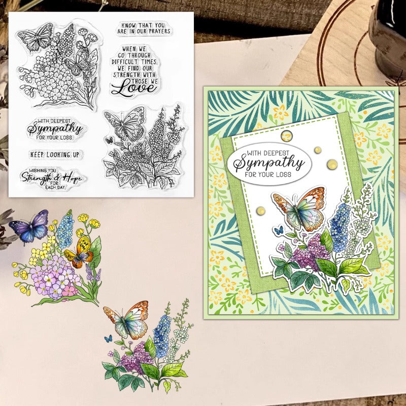 Blooming Flowers and Butterflies Dies & Stamps Set