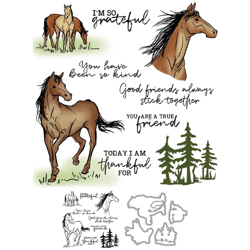 Animal Horse Dies & Stamps Set