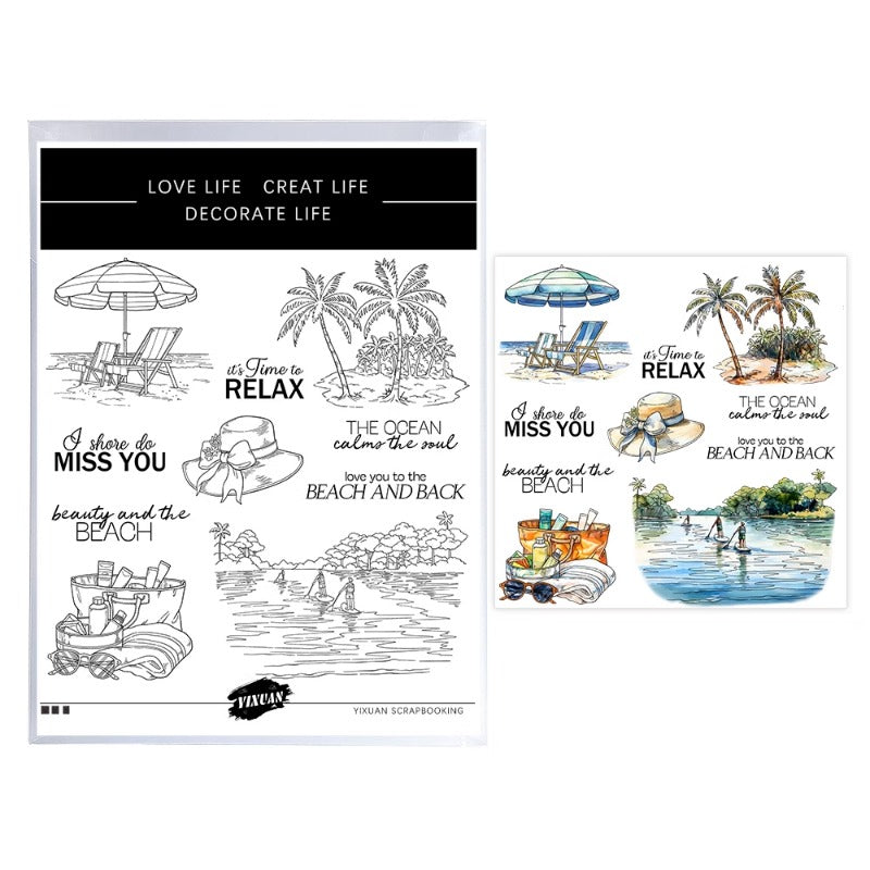Summer Beach Vacation Clear Stamps