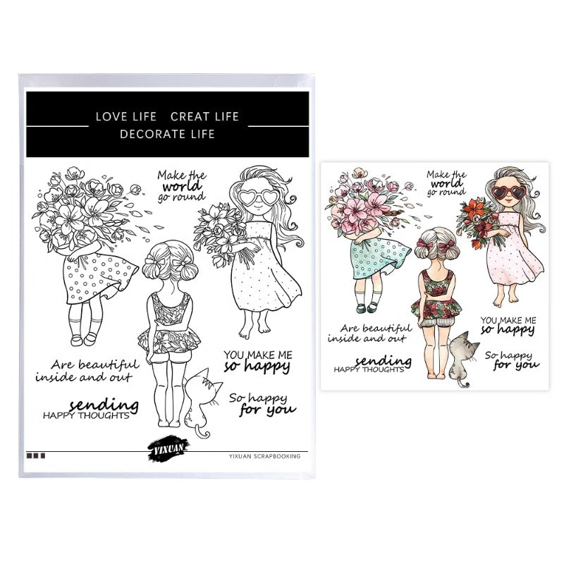 Cool Girls Holding Flowers Dies & Stamps Set