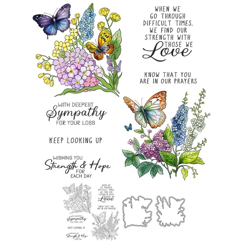 Blooming Flowers and Butterflies Dies & Stamps Set