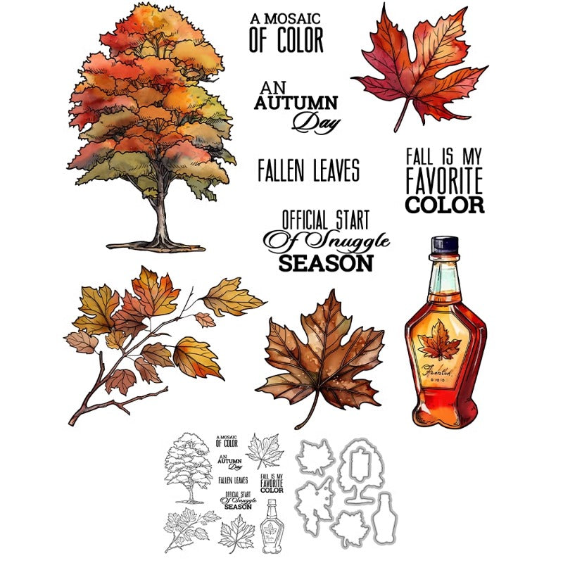 Autumn Maple Leaves Dies & Stamps Set