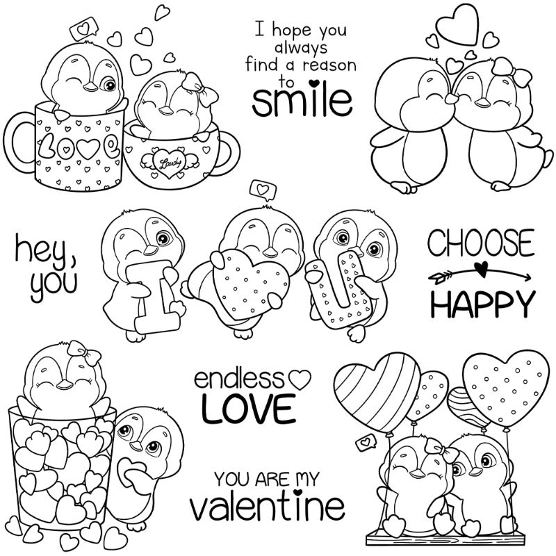 Valentine's Day Love Penguin Dies & Stamps Set
