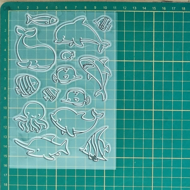 Marine Animals Dies & Stamps Set