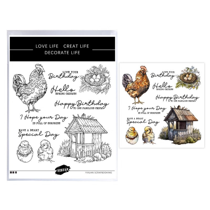 Hen Chicks and Chicken Coop Clear Stamps