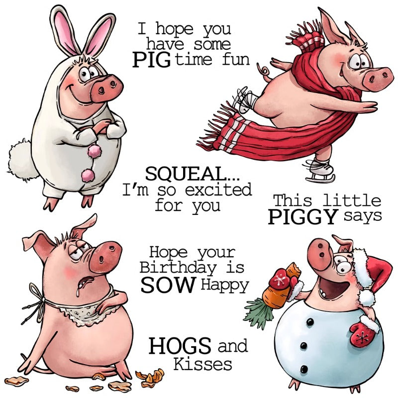 Cute Cartoon Fat Pigs Dies & Stamps Set