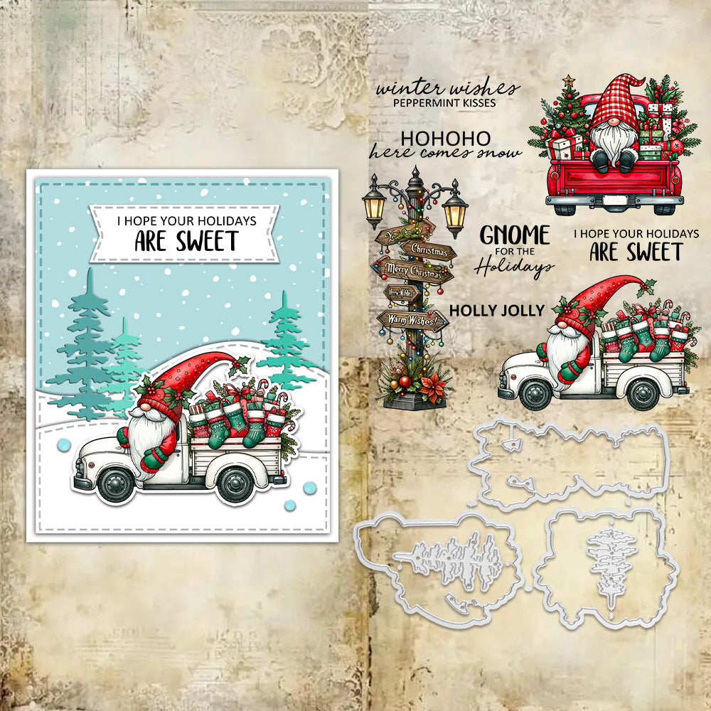 Christmas Gnome Car Dies & Stamps Set