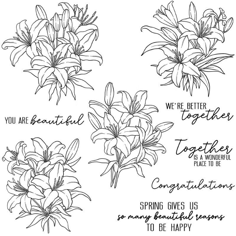 Blooming Lilies Dies & Stamps Set