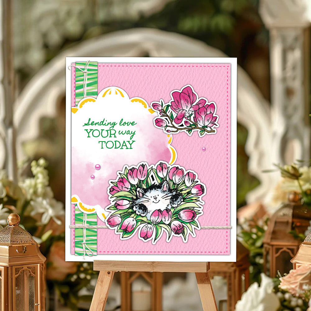 Flowers Cats Clear Stamps