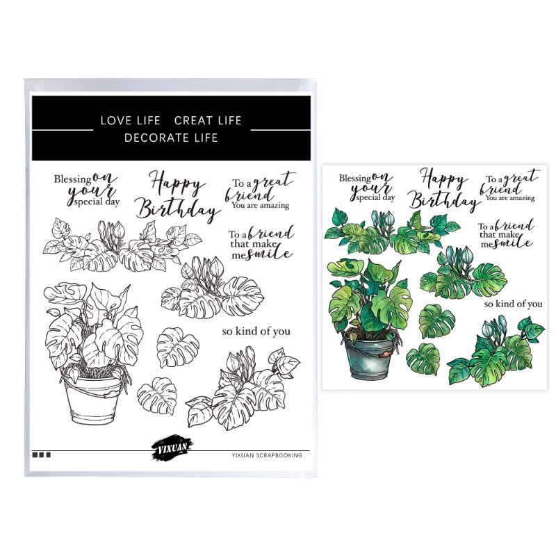 Monstera Plant Pot Dies & Stamps Set