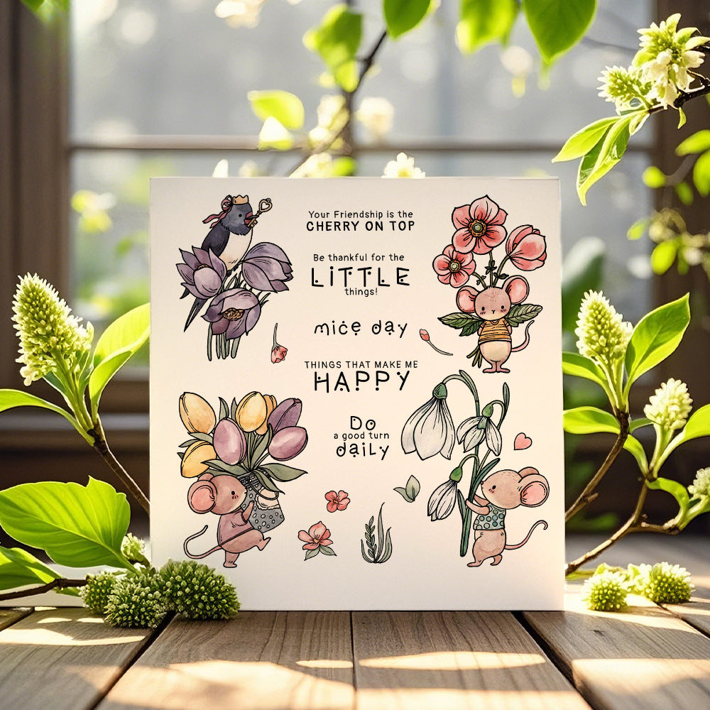 Mouse Flowers Dies & Stamps Set