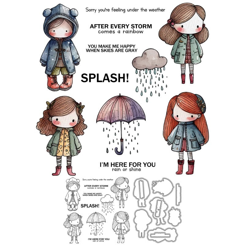 Cute Boy & Girl Dies & Stamps Set