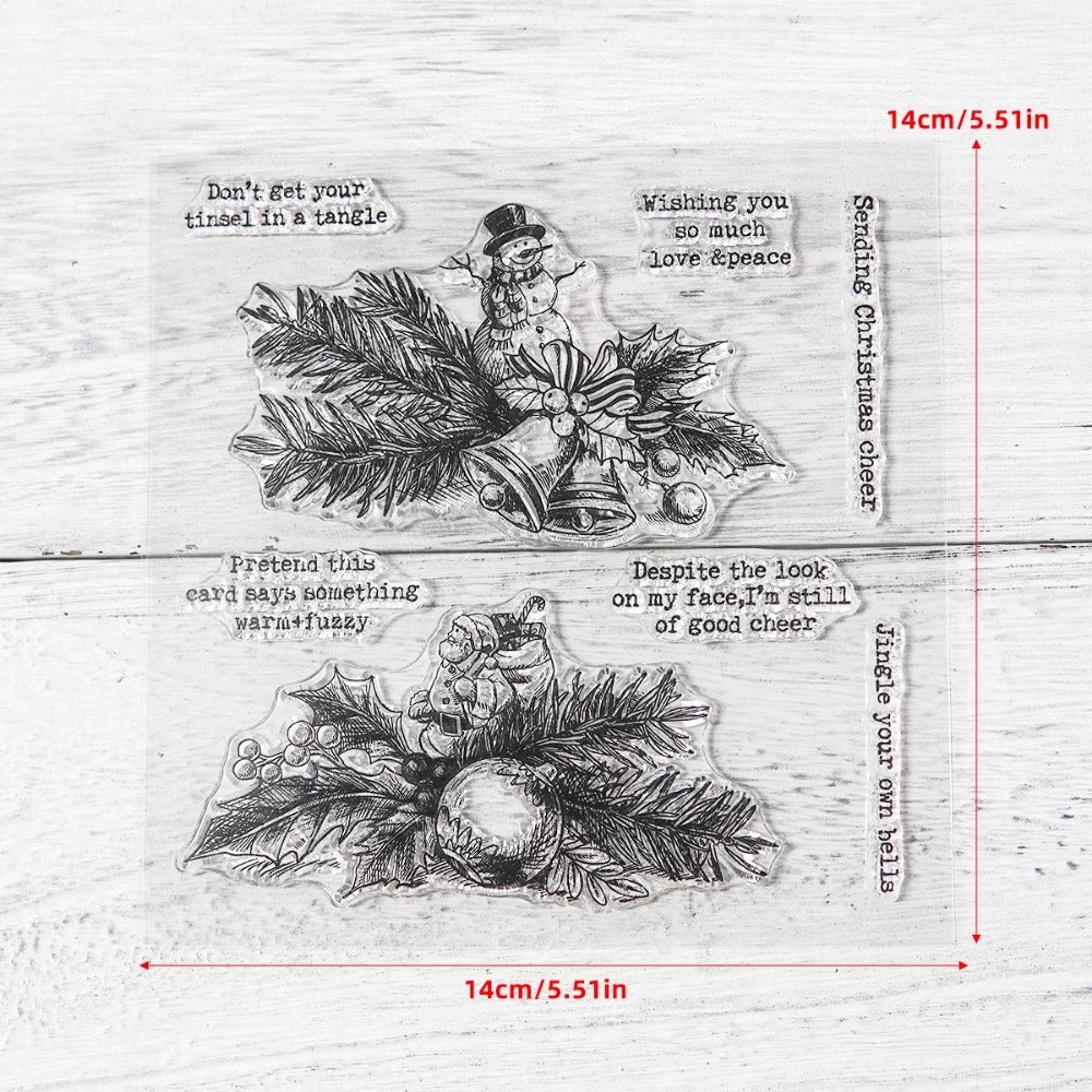 Santa Claus Snowman Pine Leaves Dies & Stamps Set