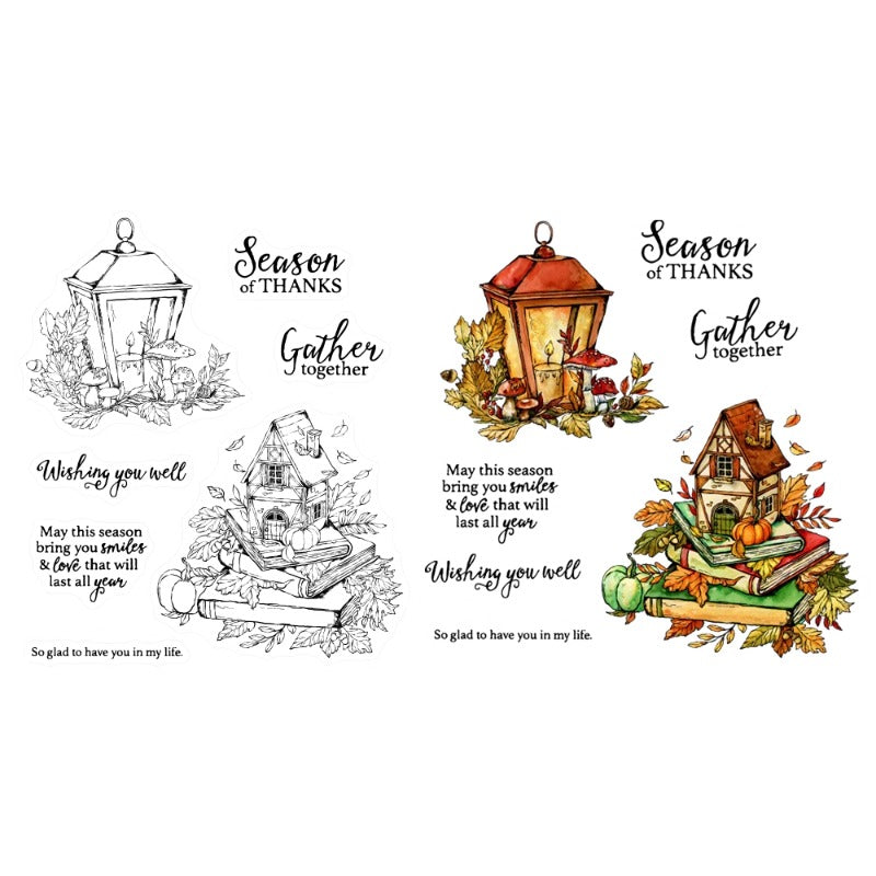 Autumn Leaves House and Lights Dies & Stamps Set
