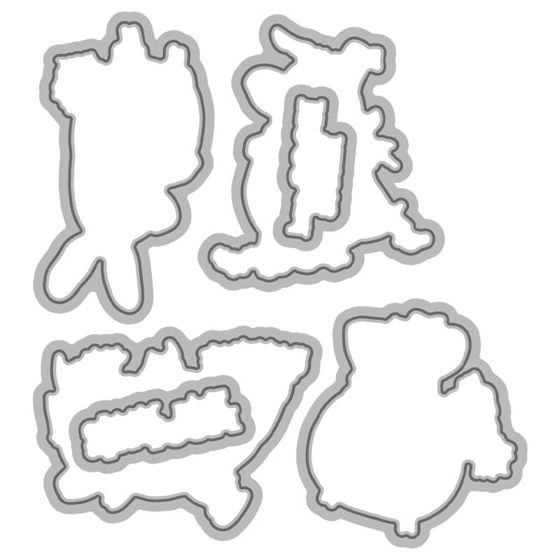 Cute Cartoon Fat Pigs Dies & Stamps Set
