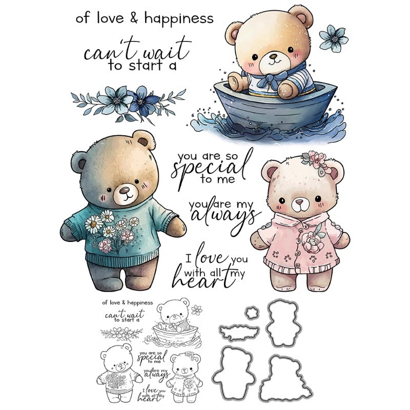 Cute Bear Dolls Dies & Stamps Set