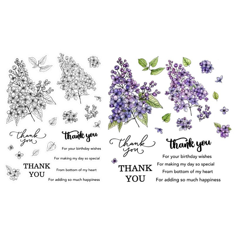 Beautiful Lilac Flowers Dies & Stamps Set