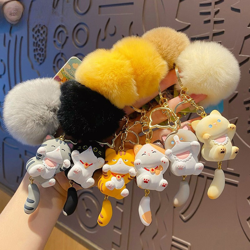 Cute Cat Plush Keychain