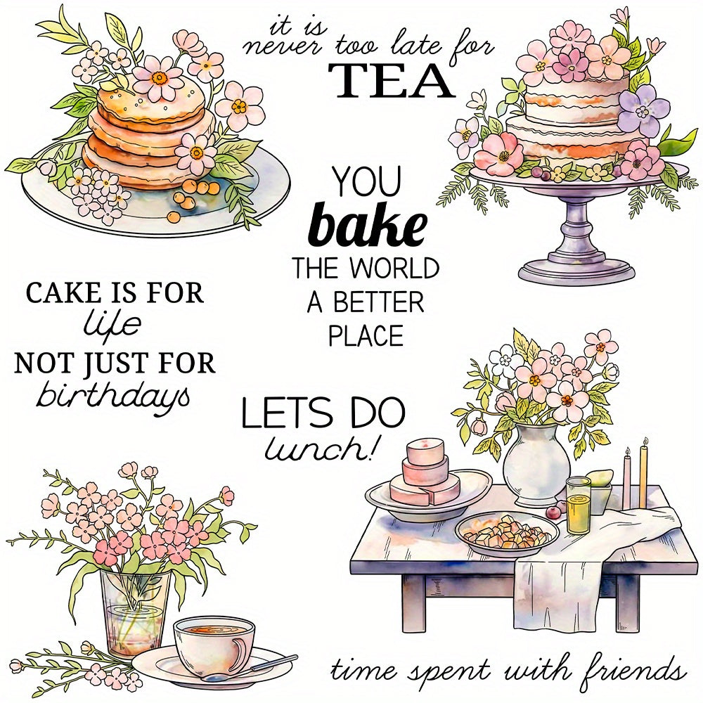 Beautiful Flower and Cake Clear Stamps