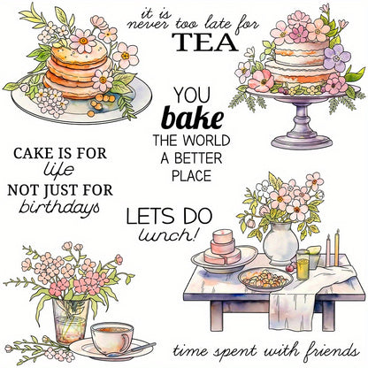Beautiful Flower and Cake Clear Stamps