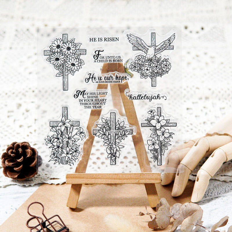 Flower Cross Clear Stamps