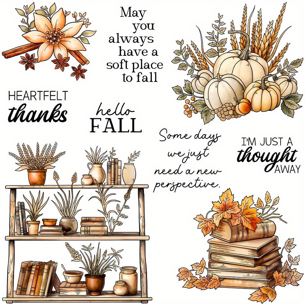 Autumn Pumpkins Books Clear Stamps