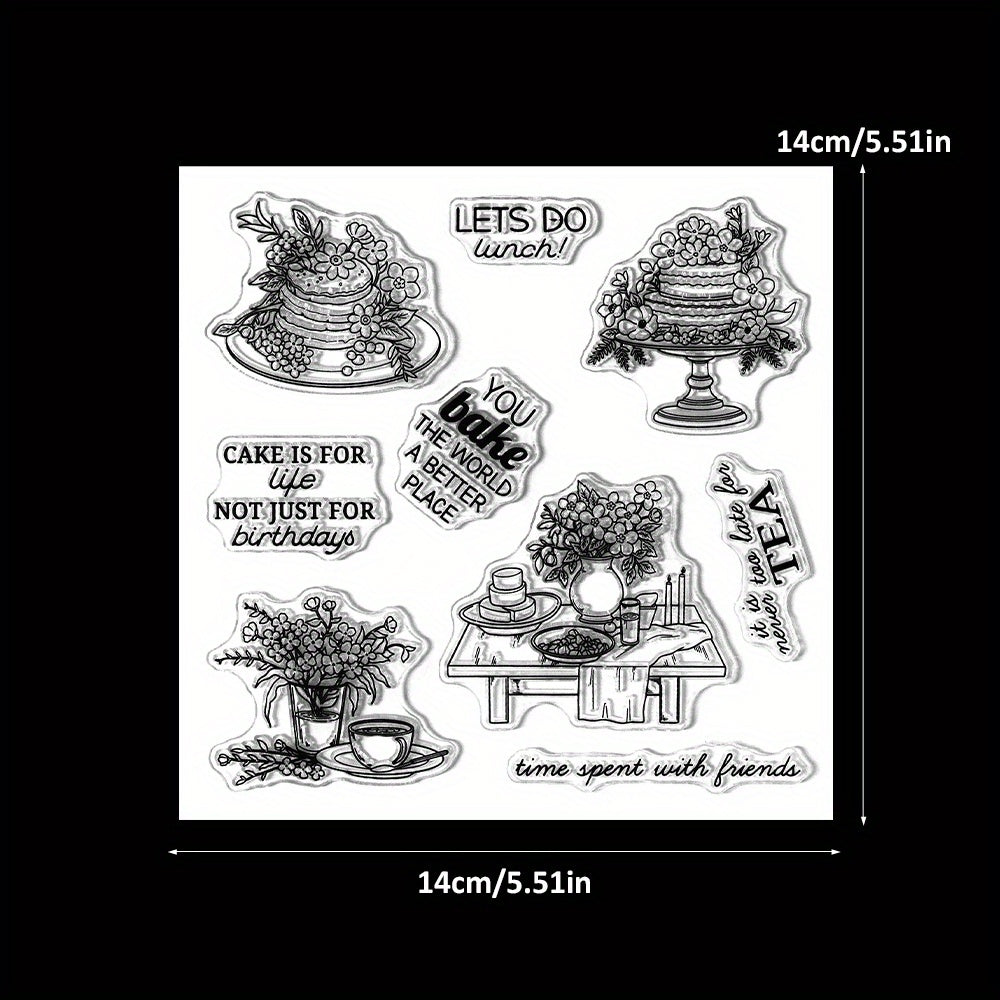 Beautiful Flower and Cake Clear Stamps