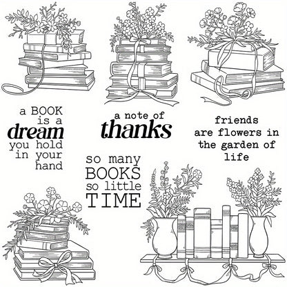 Blooming Flowers and Books Dies & Stamps Set