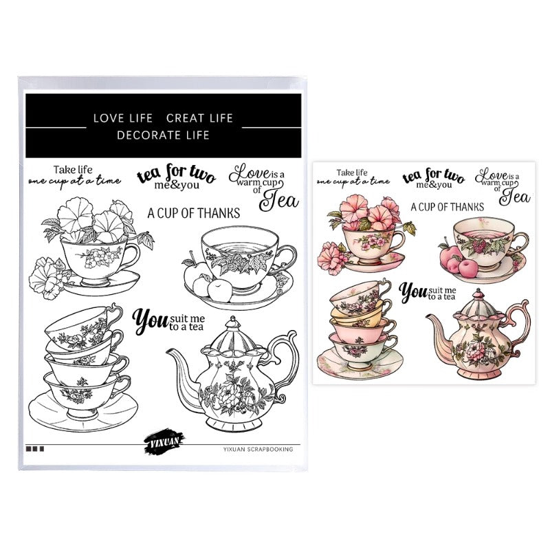 Vintage Tea Set Clear Stamps