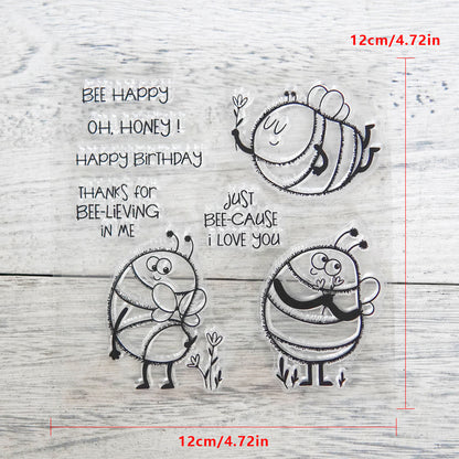 Cute Cartoon Bees Dies & Stamps Set