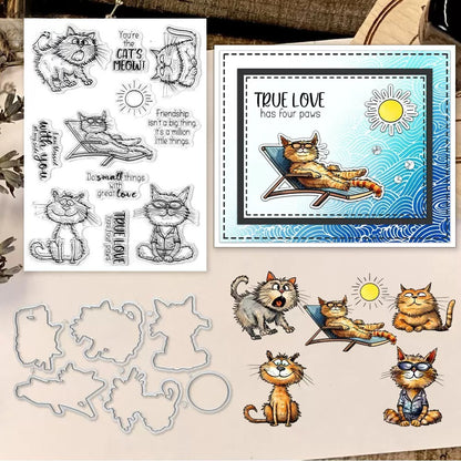 Interesting Holiday Life of Pet Cats Dies & Stamps Set