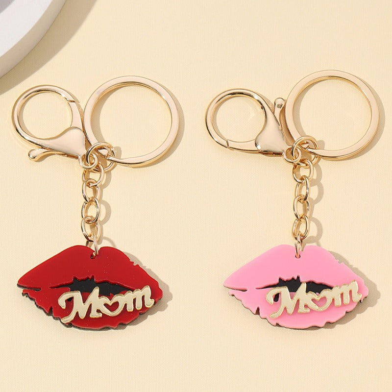 "MOM "Words & Lips Keychain