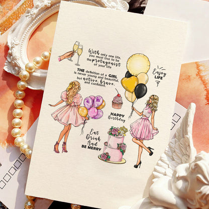 Birthday Balloon Girl Dies & Stamps Set