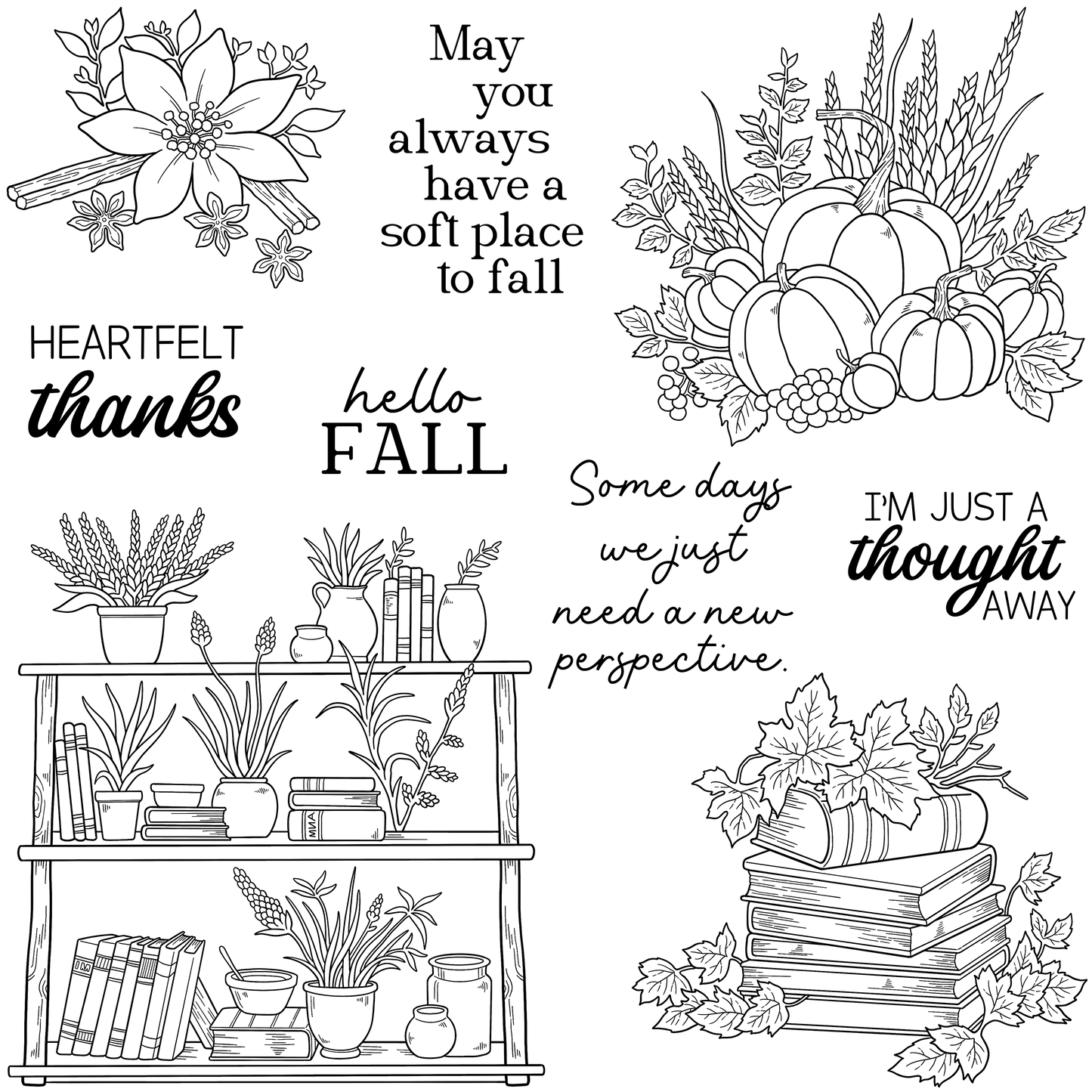 Autumn Pumpkins Books Clear Stamps