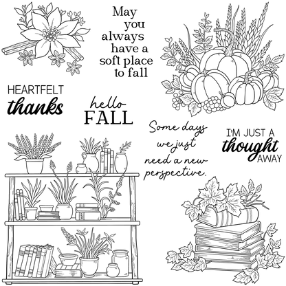 Autumn Pumpkins Books Clear Stamps