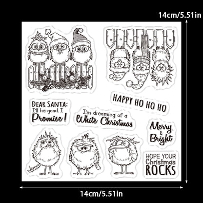 Christmas Cute Funny Birds Dies & Stamps Set
