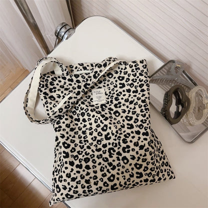 Leopard Print Canvas Shoulder Bag