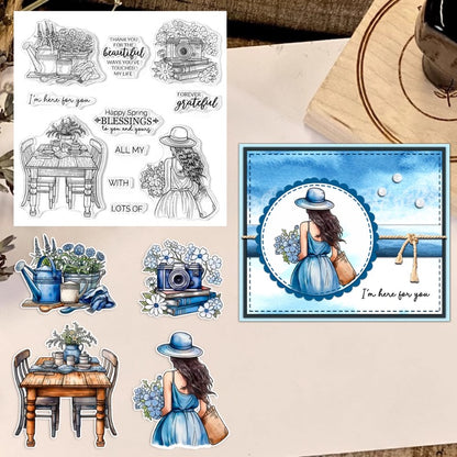 Beautiful Women and Flowers Clear Stamps