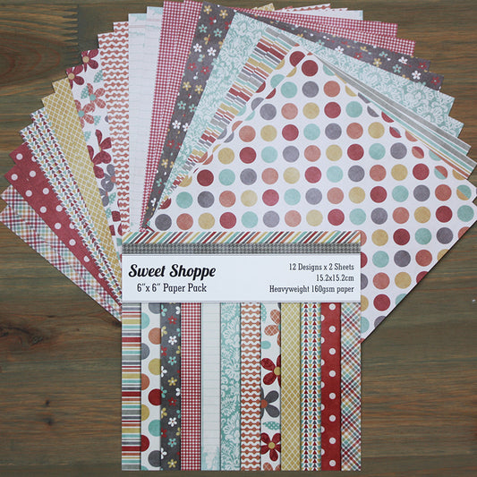 24PCS 6" Sweet Candy Scrapbook Paper & Cardstock