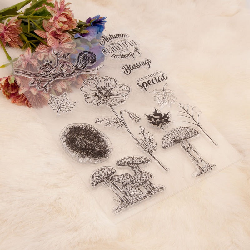 Mushroom Squirrel Flower Clear Stamps